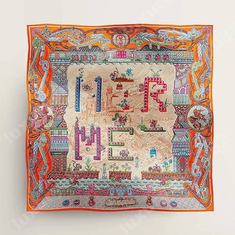 Super Silk Square Scarf Top Brand H 2026 Summer High End Classic Letter Pattern Designer Shawl Scarves