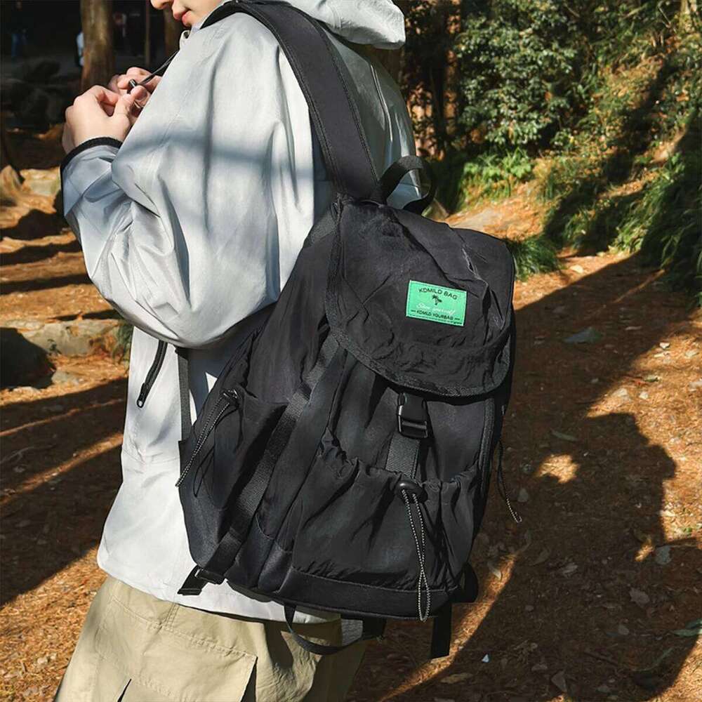 Casual Sporty Drawstring Backpack Lightweight Nylon with Adjustable Straps Breathable Padding Daypack for Outdoor Travel Luggage
