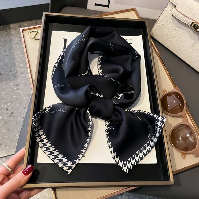 designer scarf Imitation Silk scarf fashion silk scarf square summer Polyester Stripe Scarf Exquisite Pony Satin Versatile Long Ribbon Bag Tie Suit