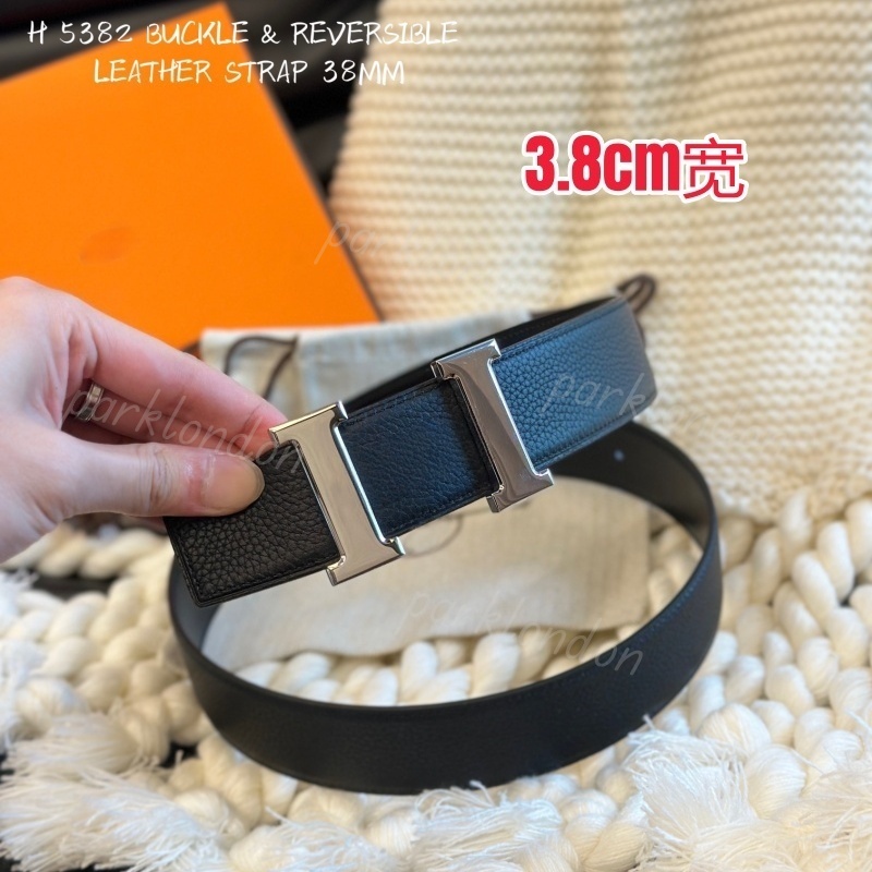 (order base on picture, not written color) Designer Men's Belts Classic Luxury Genuine Leather Belts Double-sided Stainless Steel Buckle 3.2