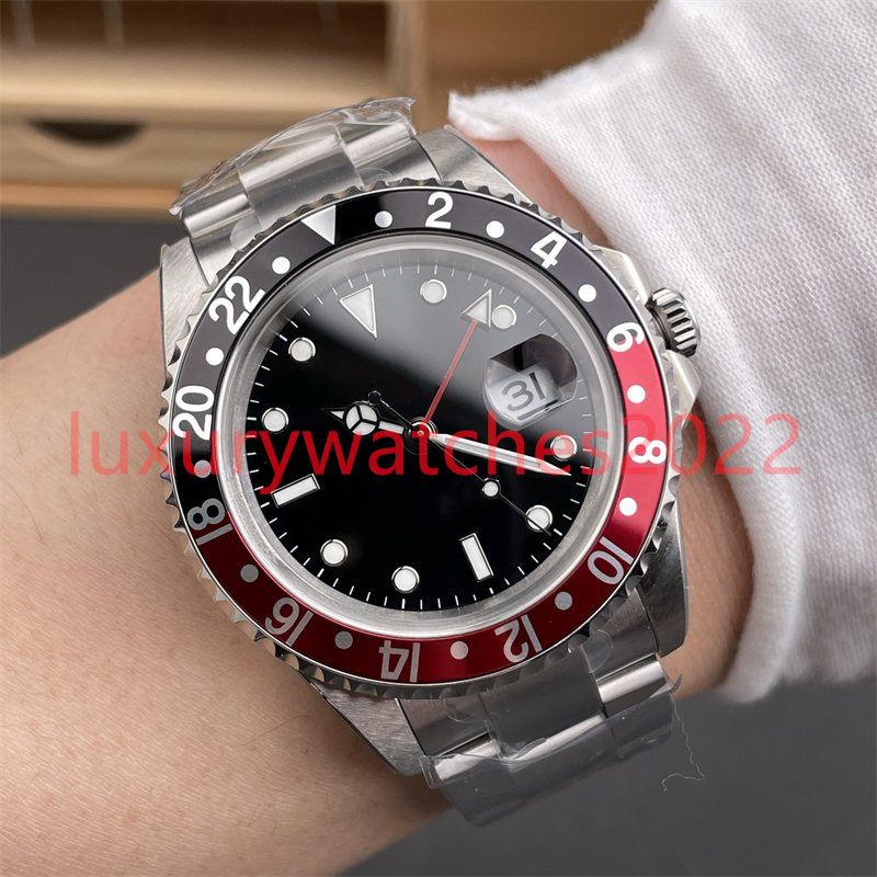 40mm Luxury Watches Mens Vintage Blue Red Alloy Bezel Watch Men's BP V2 Version Automatic 2813 Mechanical movement 16710 Men 1675 Retro BPF