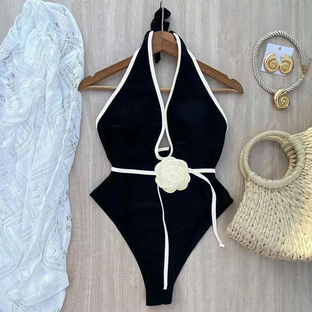 Floral One Piece Halter Bandage Swimwear Women Swimsuit Bathing Suit Beachwear Monokini Female Swimming Suits 250718 TUES XJ260130-image-1093687022