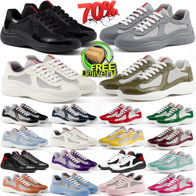 designer running shoes American cup luxury trainers americas patent leather sneaker mens trainers outdoor sports sneaker with box-image-953893556