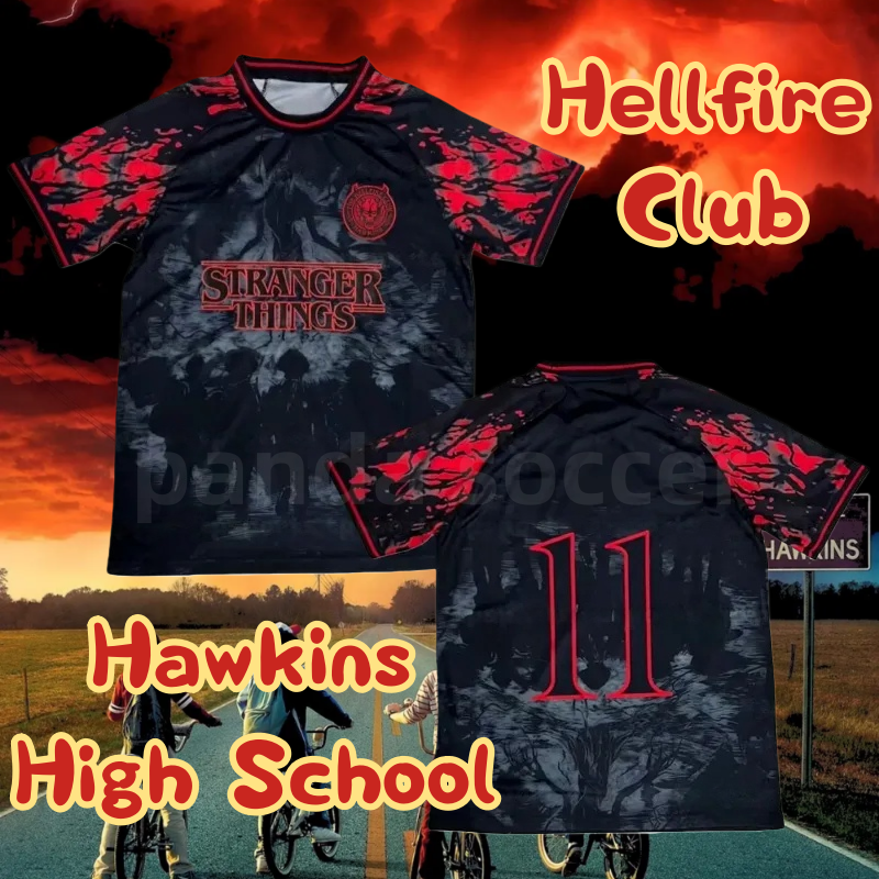 26 27 New Hawkins The Hellfire Club soccer jerseys Mens Kit football shirts uniform kit Hawkins High School version