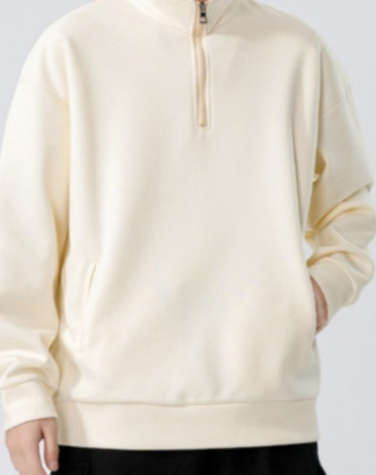 a668 Men Long-sleeved Autumn and Winter Heavy Loose Solid Color Lapel Youth Casual