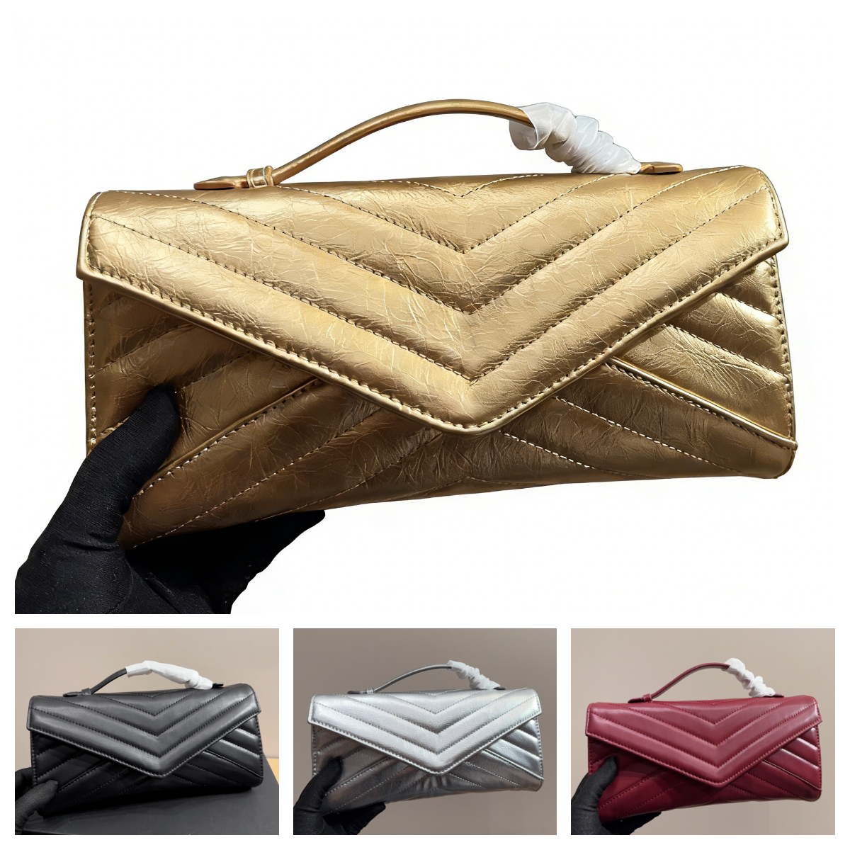 Women Luxury Designer Clutch Bags Wallet New Wave Multi pochette Genuine leather purse Mini tote bag New 2026 pochette style evening bag 26X Clutch