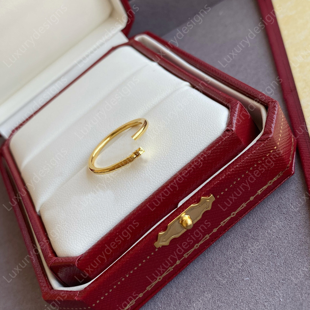 Thin Women Mens Nail Ring Luxury Designer Rings Top Quality V-gold 18K Gold Plated Never Fade Couple Lover Finger Circle Rings Diamonds Jewelry with