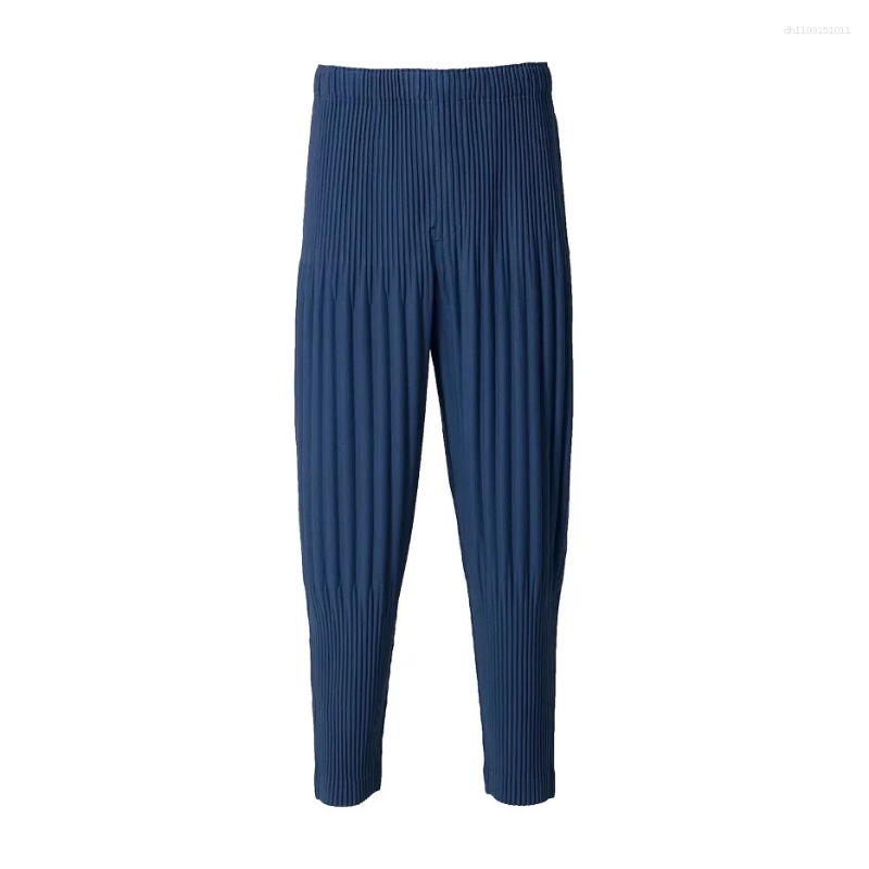 Miyake Mens Pants Pleated Harem 2026 Summer Plisse Lantern Trousers Pleat Loose Fold Casual Nine-minute Pleats L260612