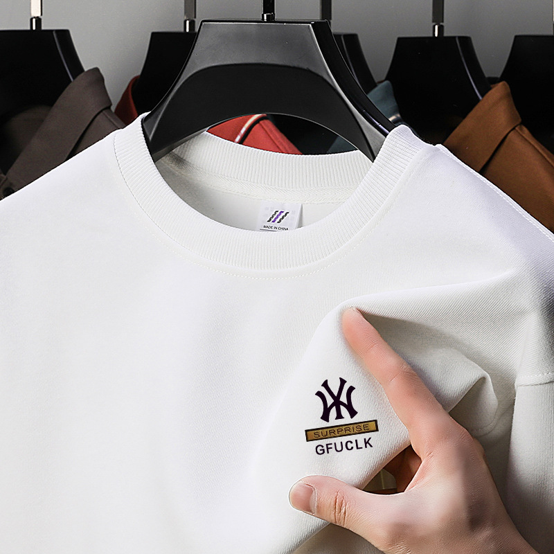 Heavy cotton men's sweatshirt autumn and winter fleece thickened crew neck dropped shoulder long sleeve men