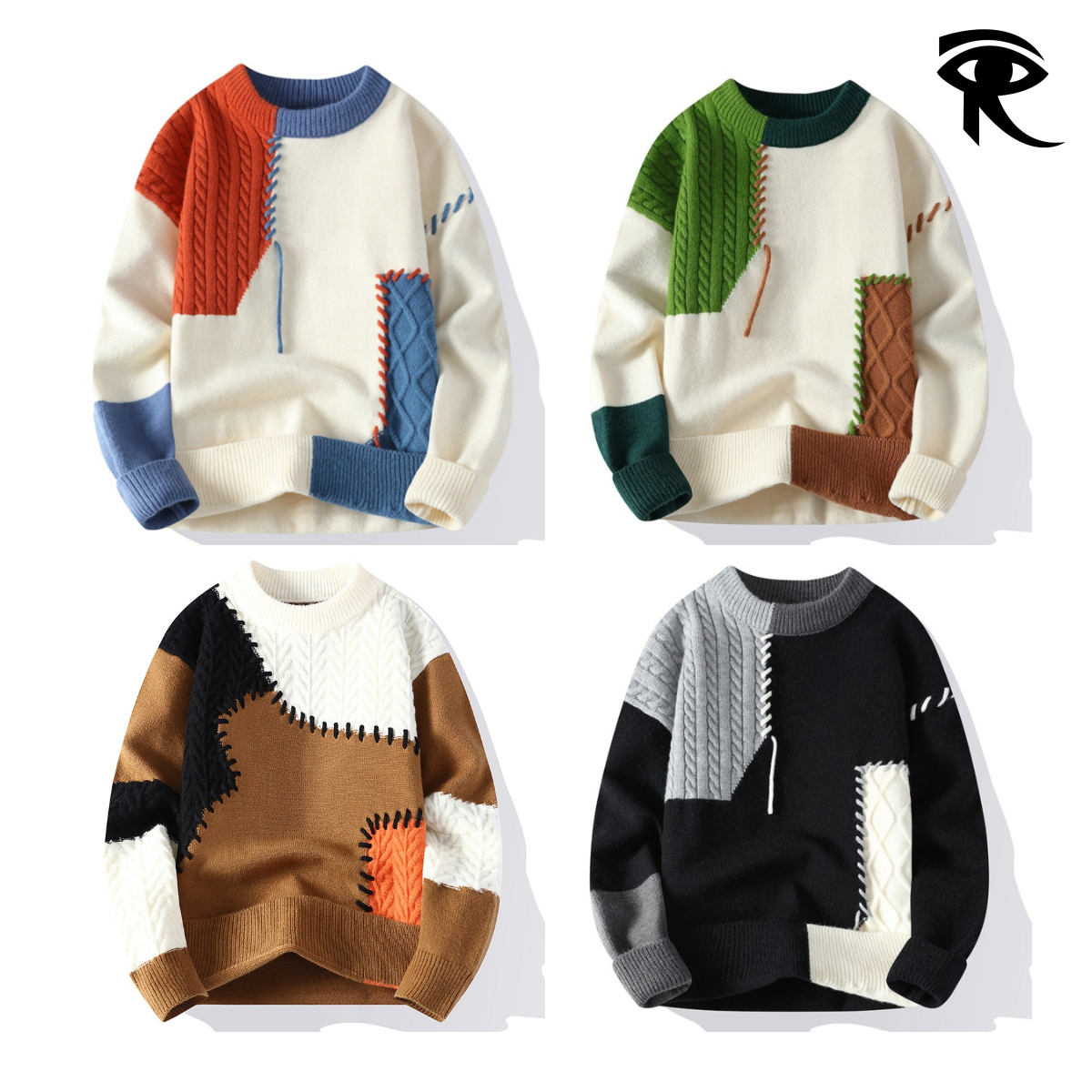 2025 Winter Korean Sweater Men Thickened Trendy Autumn Winter Knitted Sweater Teenagers Color Matching Base Sweater Original Clothing Designer Tops