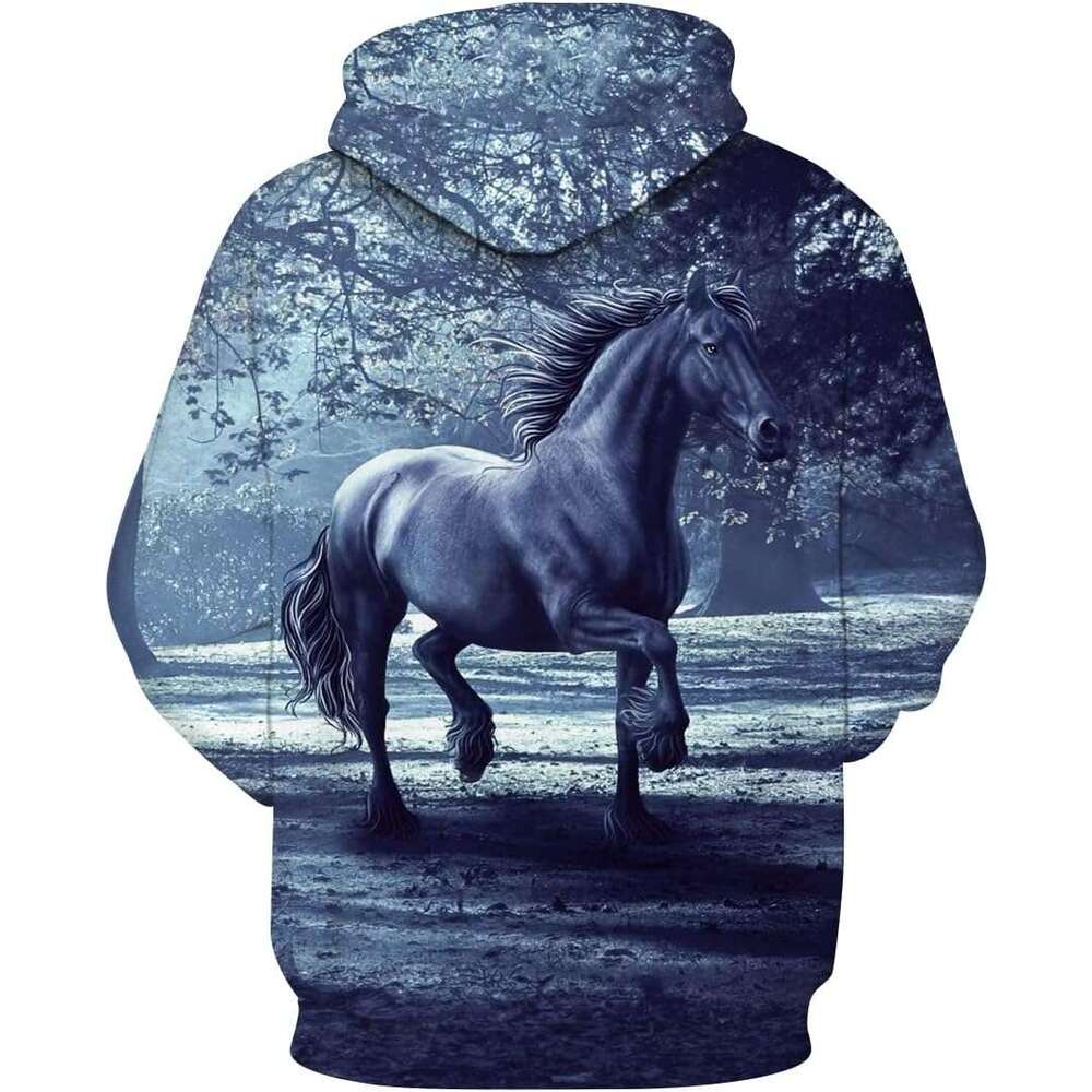 Felpa con cappuccio con stampa 3D novità cavallo Felpe con cappuccio animali Felpa pullover per uomo donna L260612