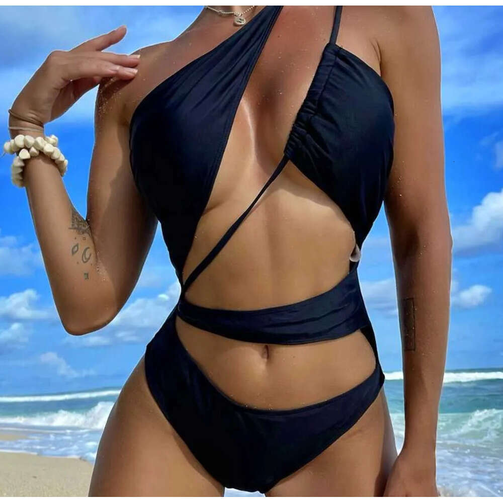 Women's Sexy Black Out Shoulder Swimwear Women One Piece Swimsuits Summer 2023 High Leg Cut Bathing Monokini Swimming Suit T230524 XJ260130-image-1093686413