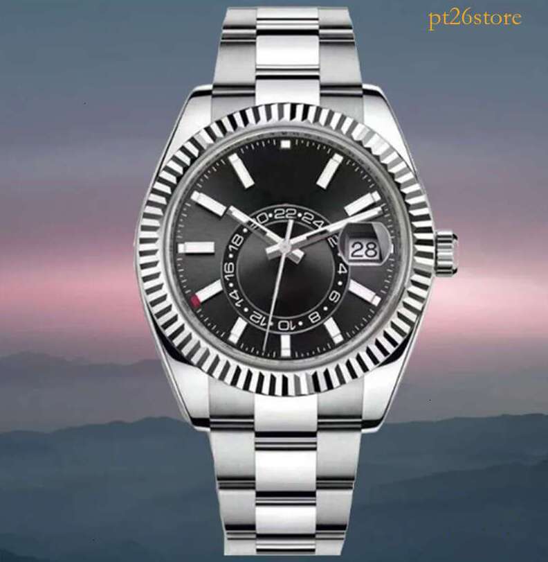NEW Watches for Men Luxurious 42mm Mechanical Watch 8215 Movemen Sky Designer Black Dial Heart Folding Buckle Watchs Sapphire 904L Stainless Steel W