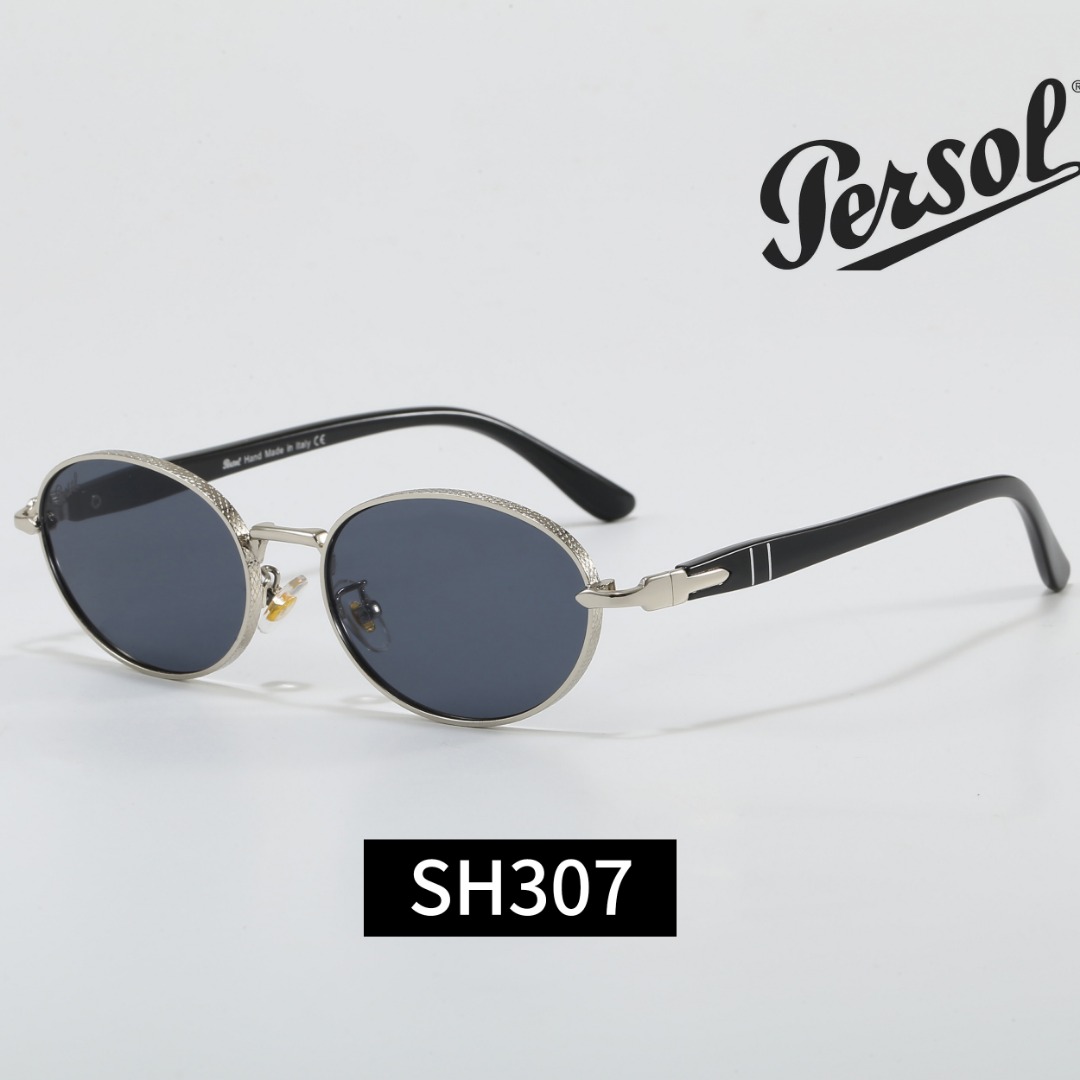 Silver Gafas Persols official website 1:1 luxury designer women's cat-eye glasses pink small round frame 2026 Y2K sunglasses with box