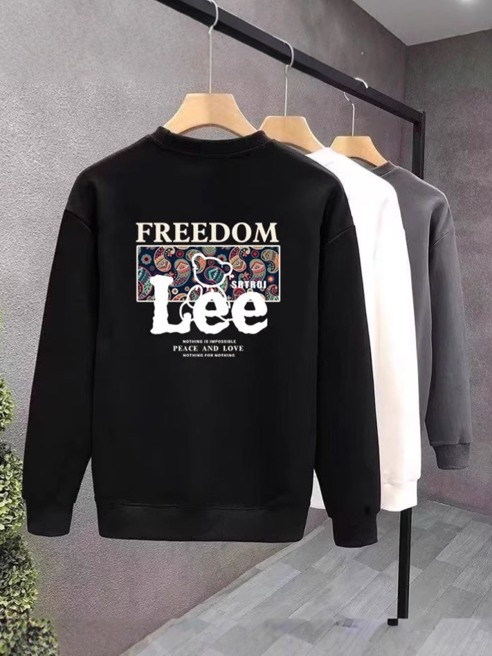 2026 New American Print Hoodless Sweatshirt Men's and Women's Autumn High Street Couple Loose Top