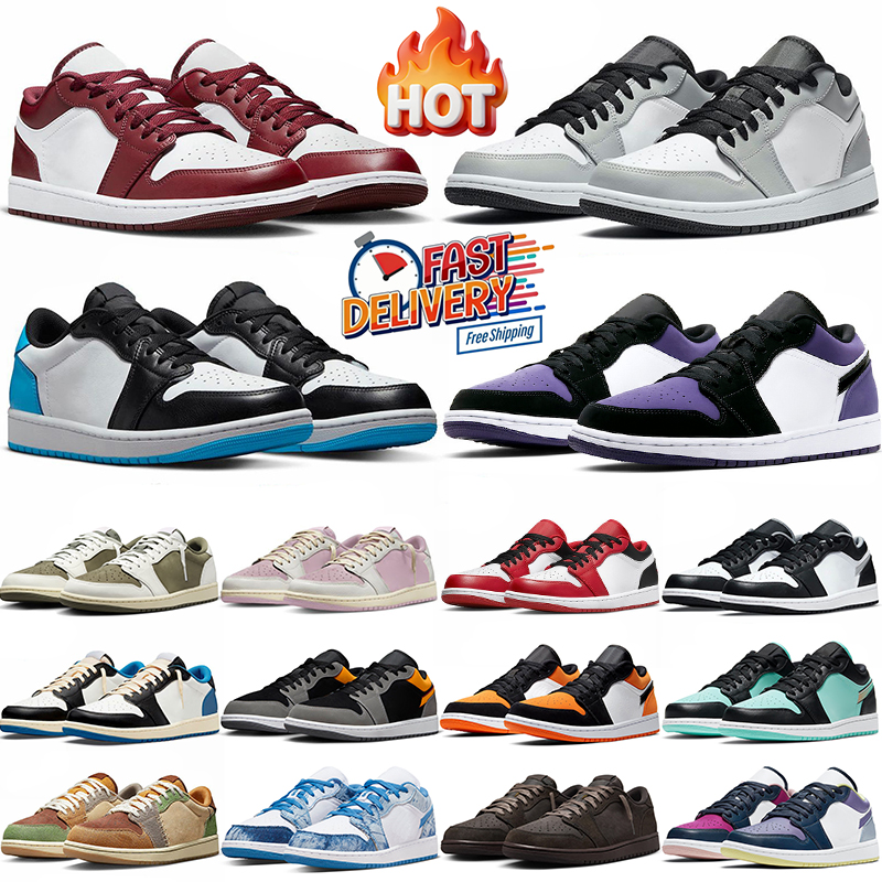 Designer 1s Low Basketball shoes Men Women Black Phantom Triple White University Blue UNC Bred Toe Light Smoky Grey trainers Outdoor 1 Sports Shoes