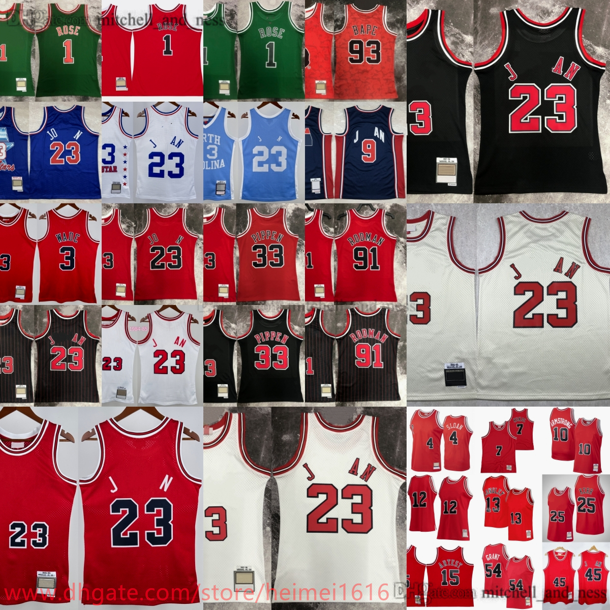 Classic Retro Printed Mesh 2008-09 Basketball 1 Derrick Rose Jersey Vintage Dwyane Wade 54 Horace Grant 25 Steve Kerr 7 Toni Kukoc 10 BJ Armstron