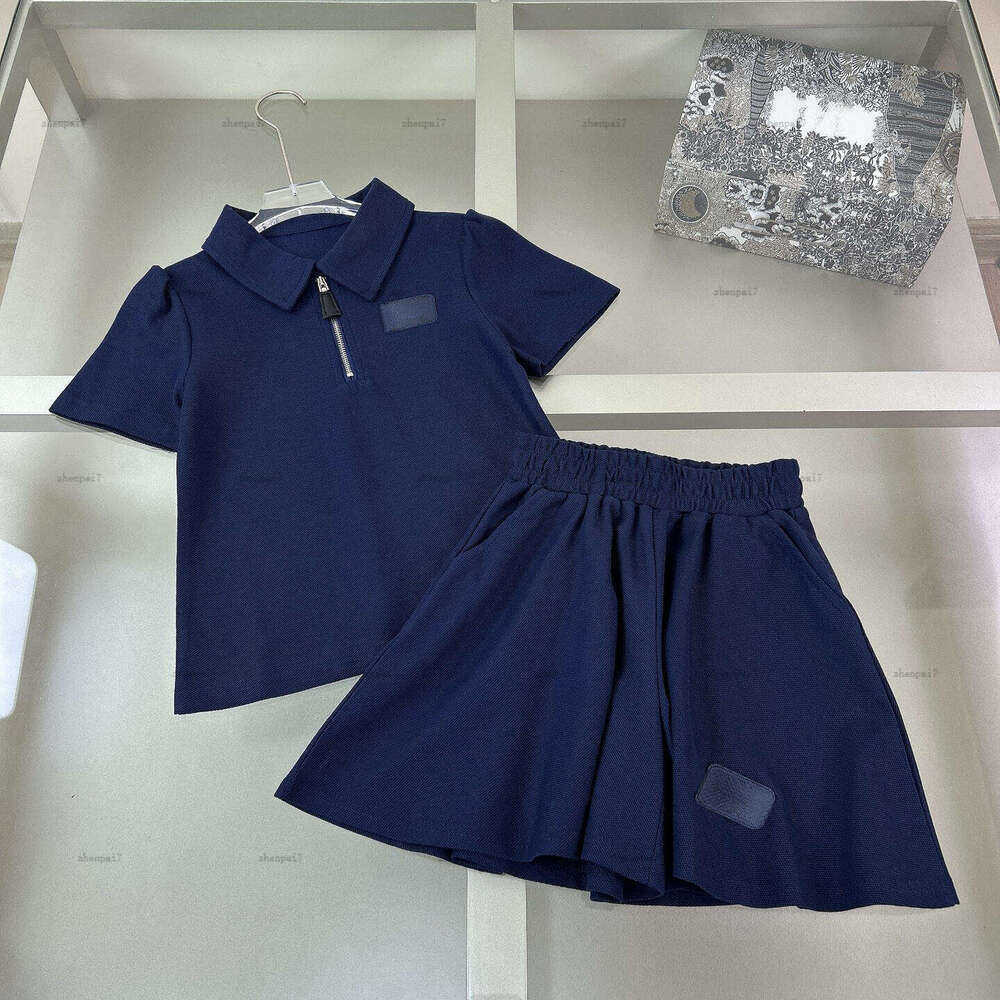 Fashion girls dress suit pure color design baby overskirt kids designer clothes Summer POLO shirt skirt A056X02N017-image-1093832903