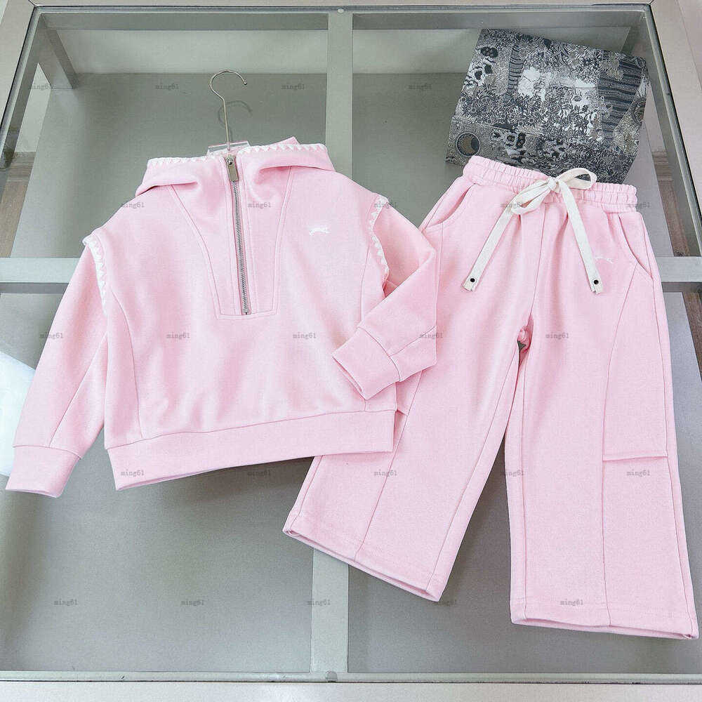 Brand Ensemble de veste bébé rose enfant Survêtement automne Costume sport enfant Créateur Vêtements manteau à capuche et pantalon A954X26N213