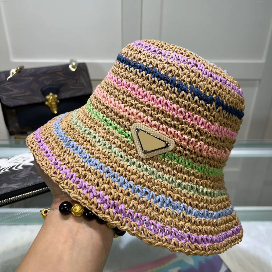 Summer Bucket Designer Straw Caps Grass Braid Cap Ajusté Crochet Chapeau Mode Femmes Plage Sunhat Visière Unisexe Snapback Pêcheur Chapeaux Top