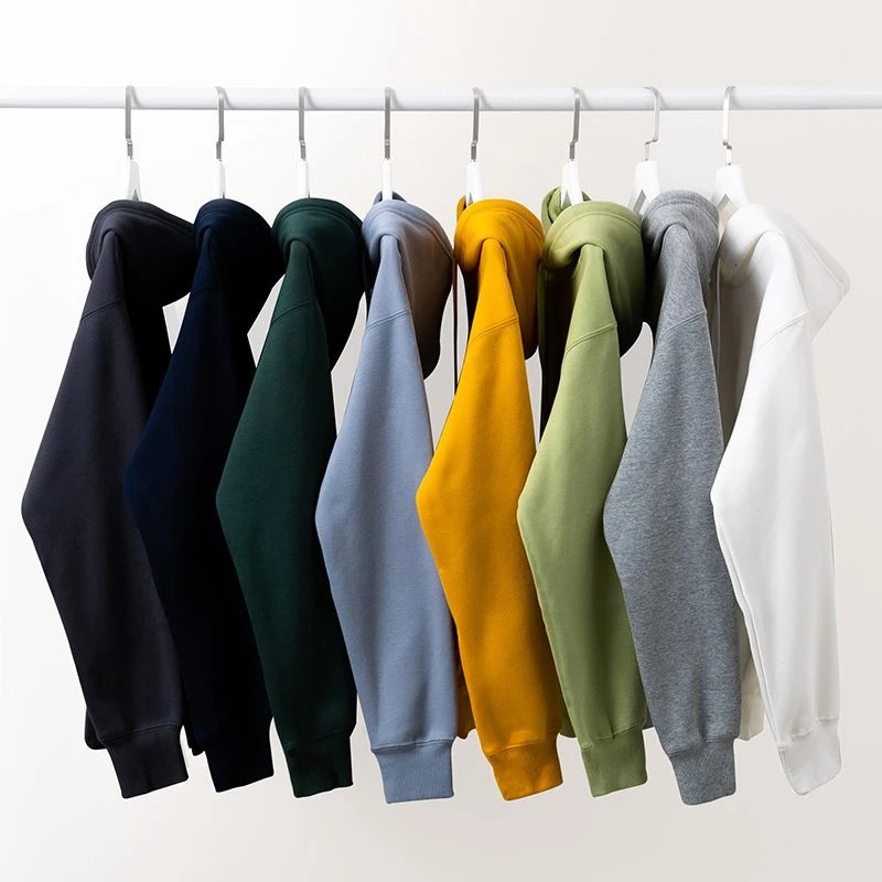 400G Heavy-duty Velvet Autumn and Winter Hooded Sweater Multi-color Solid Color Simple and Thick Sports Hoodie for Men and Women 260731