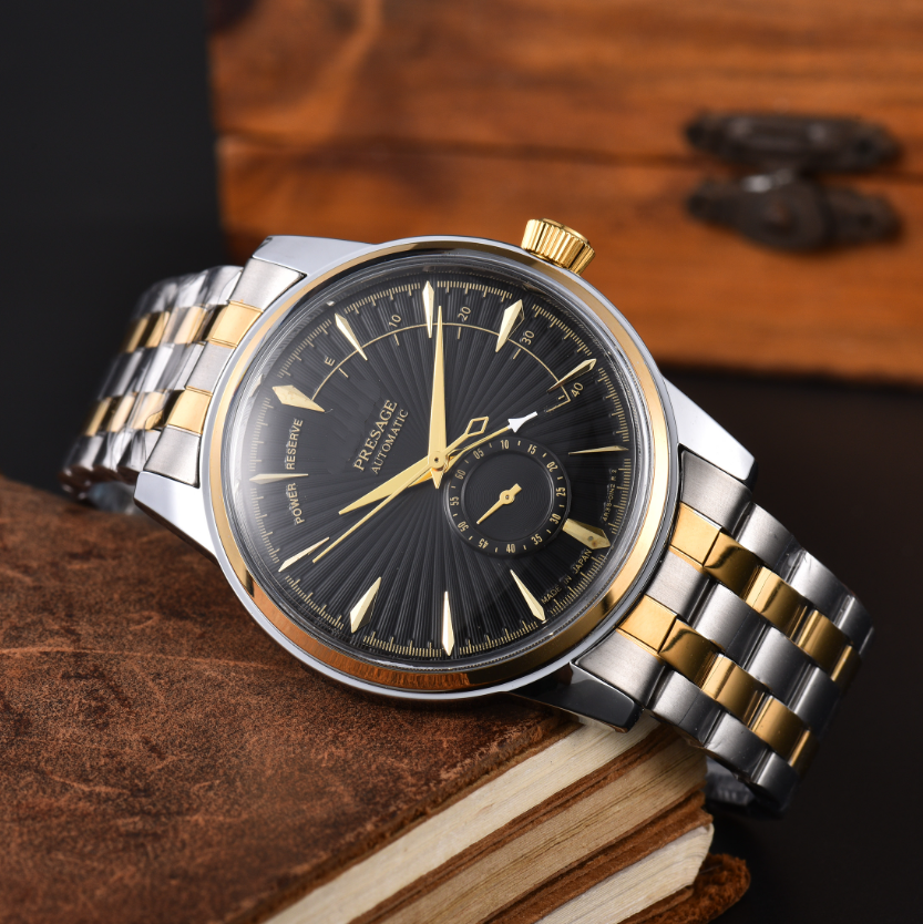 Men's SK PRESAGE automatic mechanical watch, equipped with power reserve indicator, second hand dial, sunlight-readable dial and double-color s