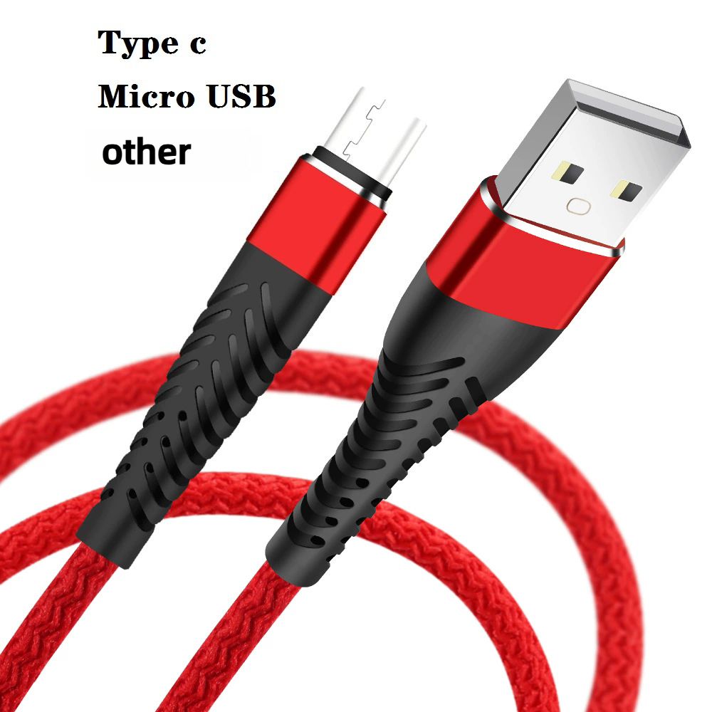 Wholesale 2.4A Fast Charging Braided USB Cable Data Sync Charger Cord Multi Length For Universal Mobile phone Micro USB Type-C Smartphone Extra Long