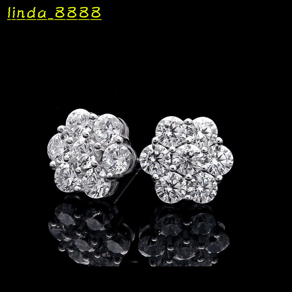 925 Sterling Silver VVS Moissanite Flower Design Stud Earrings Luxury Gift Pass Diamond test Jewelry for Women
