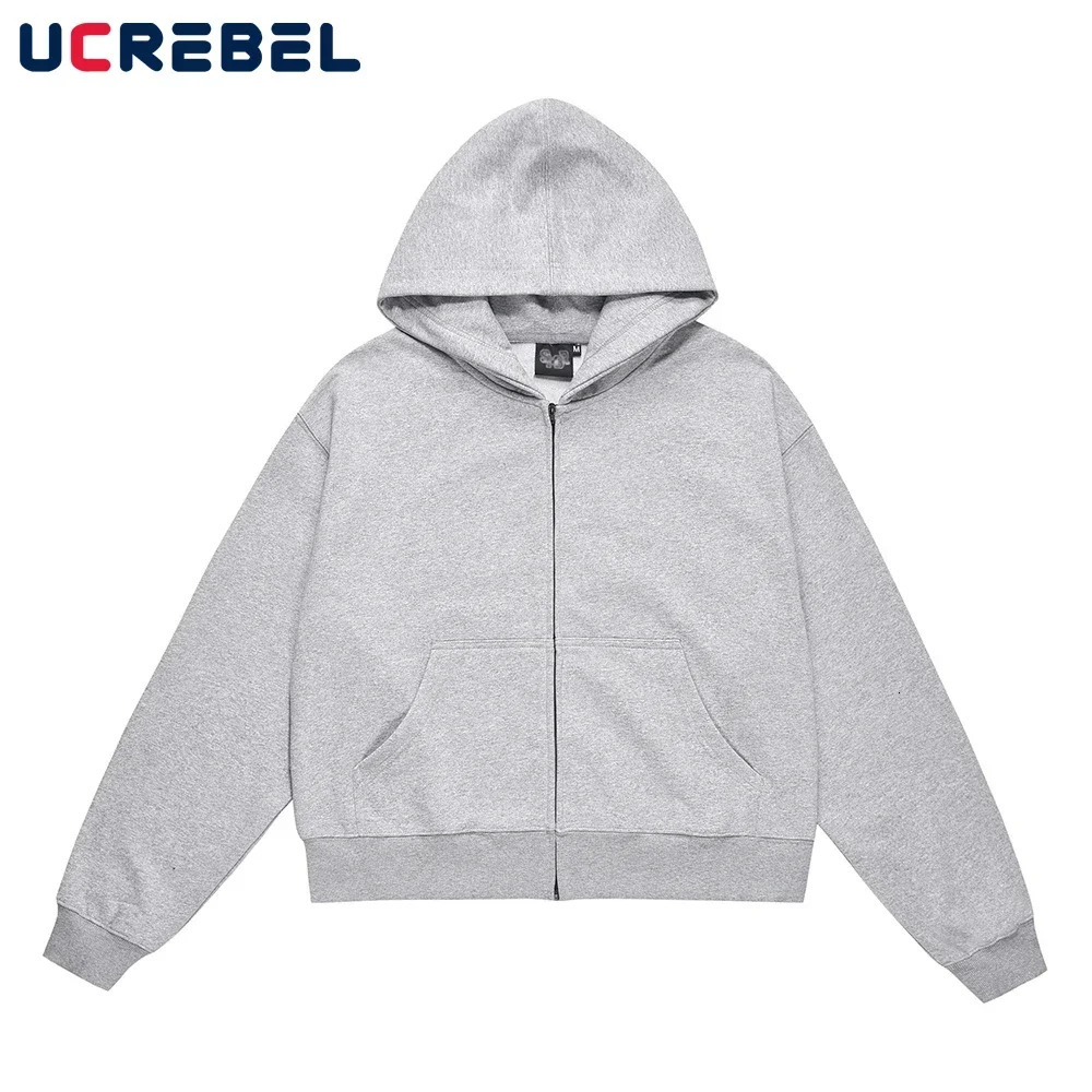 Simple Solid Color Hooded Zipper Outerwear Mens Streetwear Casual Long Sleeve Sweatshirts Men 260731