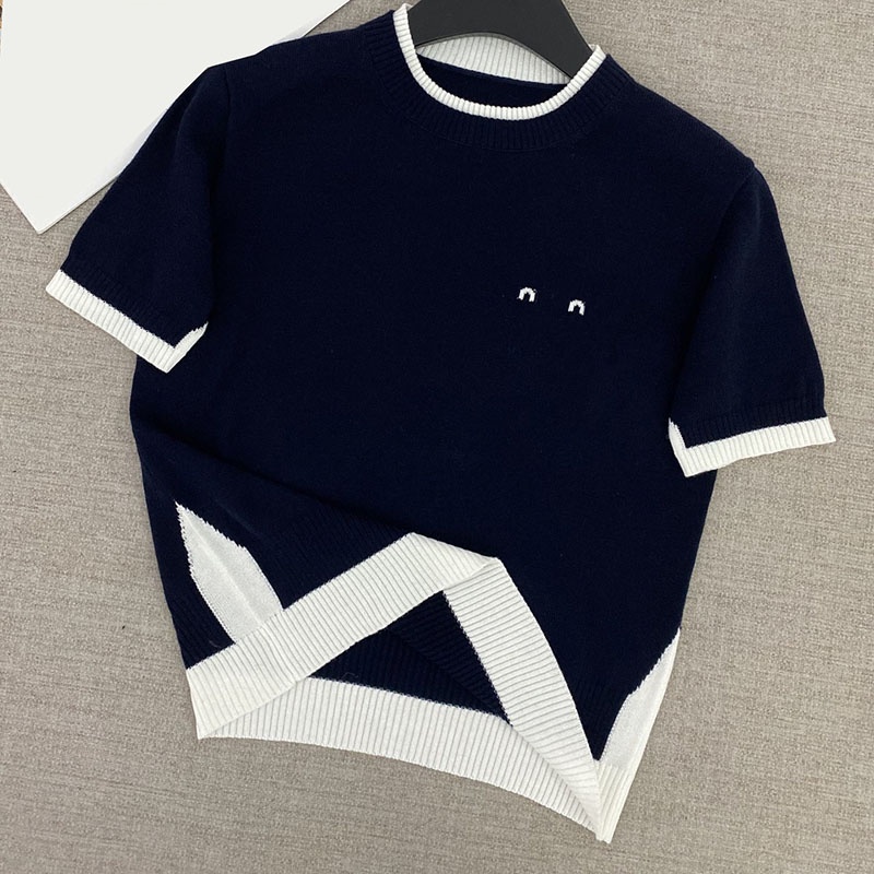 faux deux pièces pull en laine concepteur femmes coupe ajustée à manches courtes pulls élégant joli Style basique quotidien pull-over