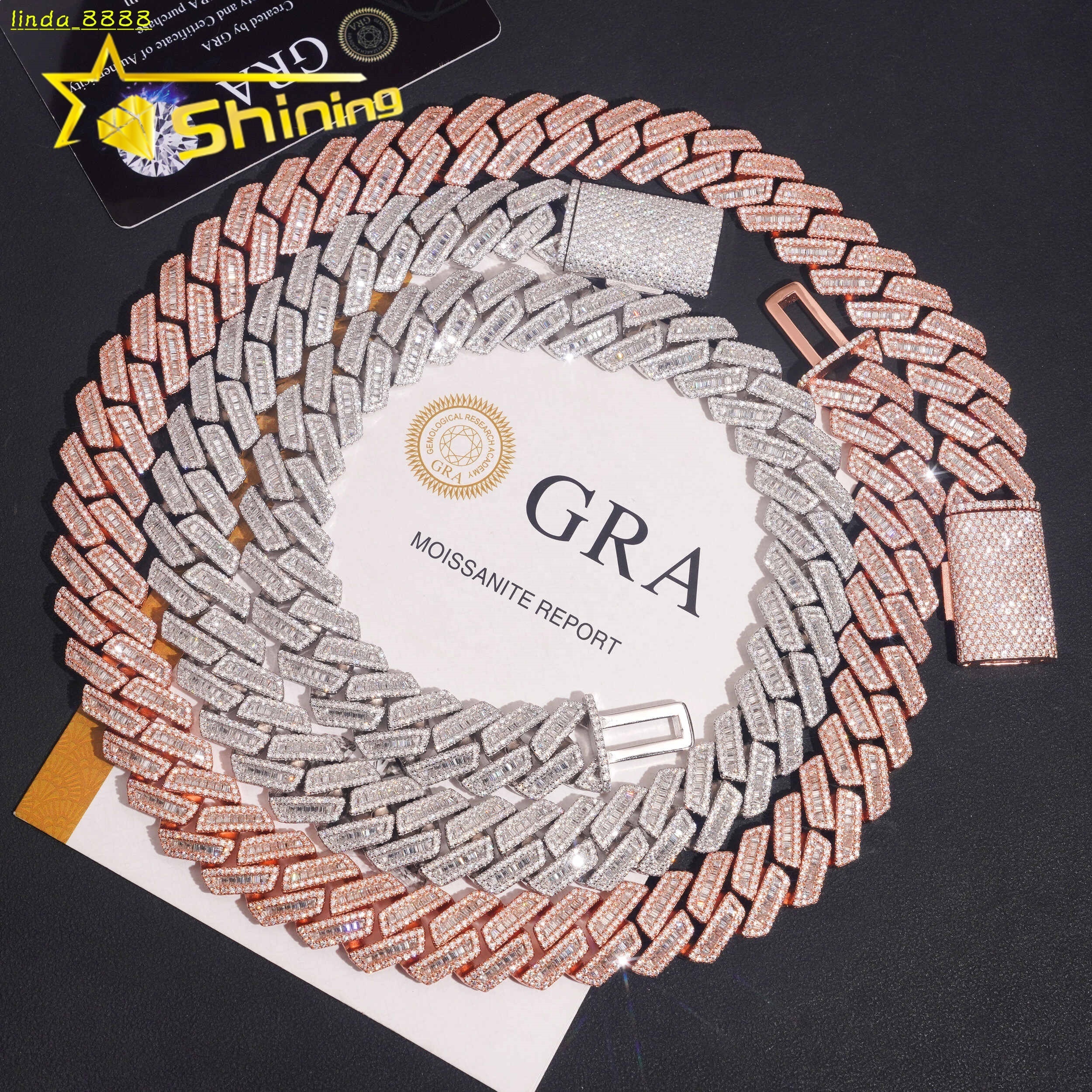Local Stock Fast Shipping 925 Silver Hip Hop Rapper 18mm Iced Out VVS Moissanite Cuban Link Chain