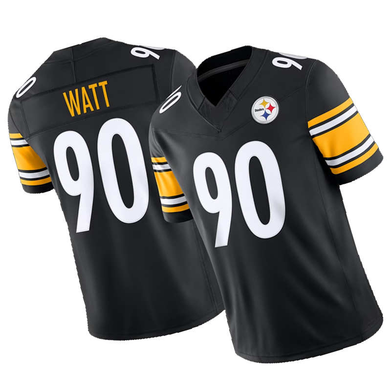 Custom T J Watt Aaron Rodgers DK Metcalf Cameron Heyward Jalen Ramsey Embroidered Pittsburgh V-Neck Rugby Jersey Steelerss Any Name Any Number