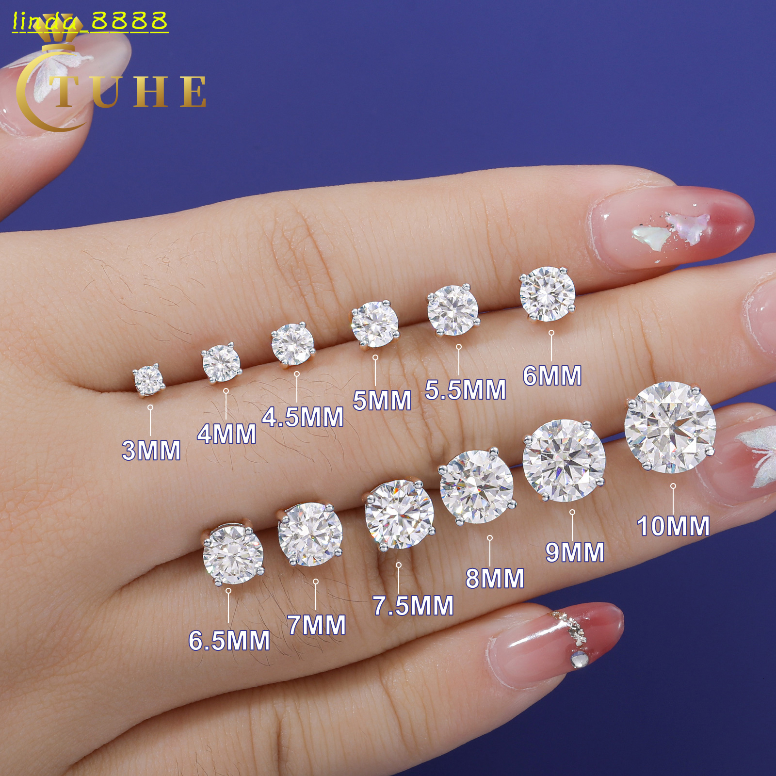 3mm-10mm Classic Mossanite Screw Back Earrings Luxury Jewelry 925 Sterling Silver VVS Moissanite Diamond Ear Stud for Men Women
