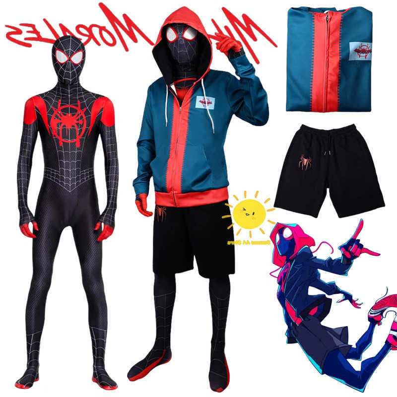 Disney BEAST KINGDOM Spider Miles Morales Cosplay Halloween Jacket Bodysuit Mask Party Costume Suits Spider Miles Fantasy for Unisex C260815 C260731
