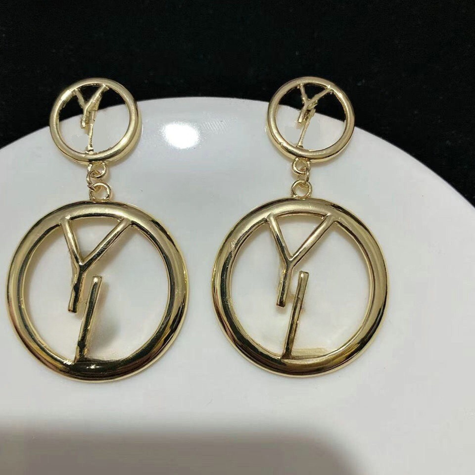 Earings Designer Letters Stud Earring Gold Plated Women Crystal Rhinestone Luxury Hoop Earrings Wedding Party Lovers Gift