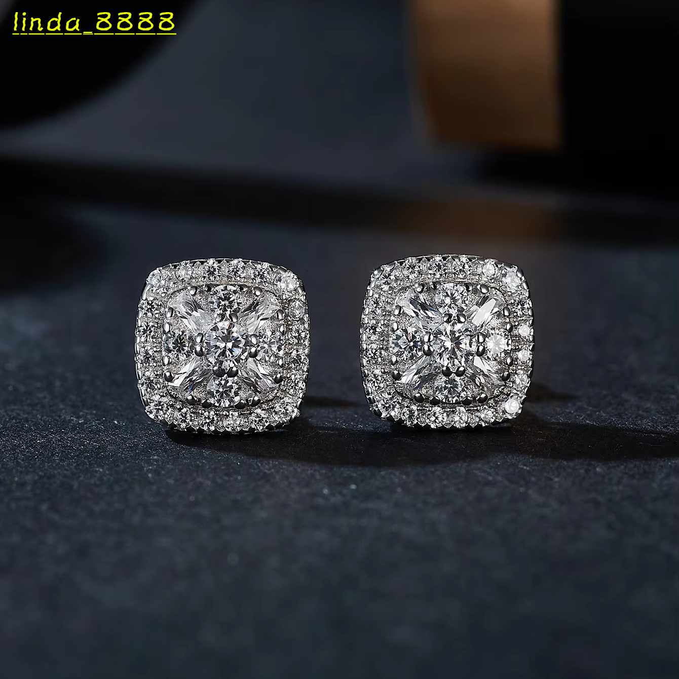 Guangzhou Luxury Lab Grown Diamond Ladies Earrings Rhodium S925 Sterling Silver VVS Moissanite Custom Women Stud Earrings