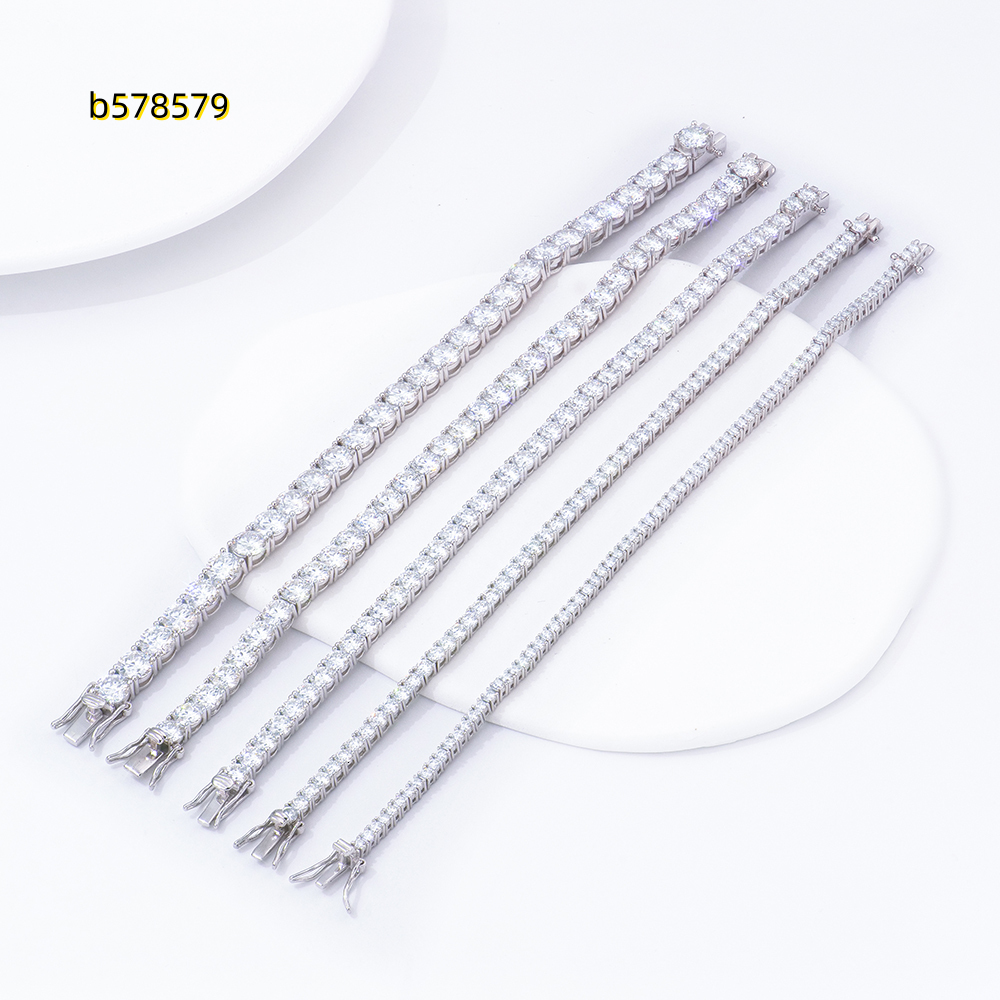 XINGYUEGEM Bracelet de Tennis en argent Sterling 925 à la mode 2-6mm chaîne de Tennis en Mossanite blanche Moissanite fantaisie corindon pour cad
