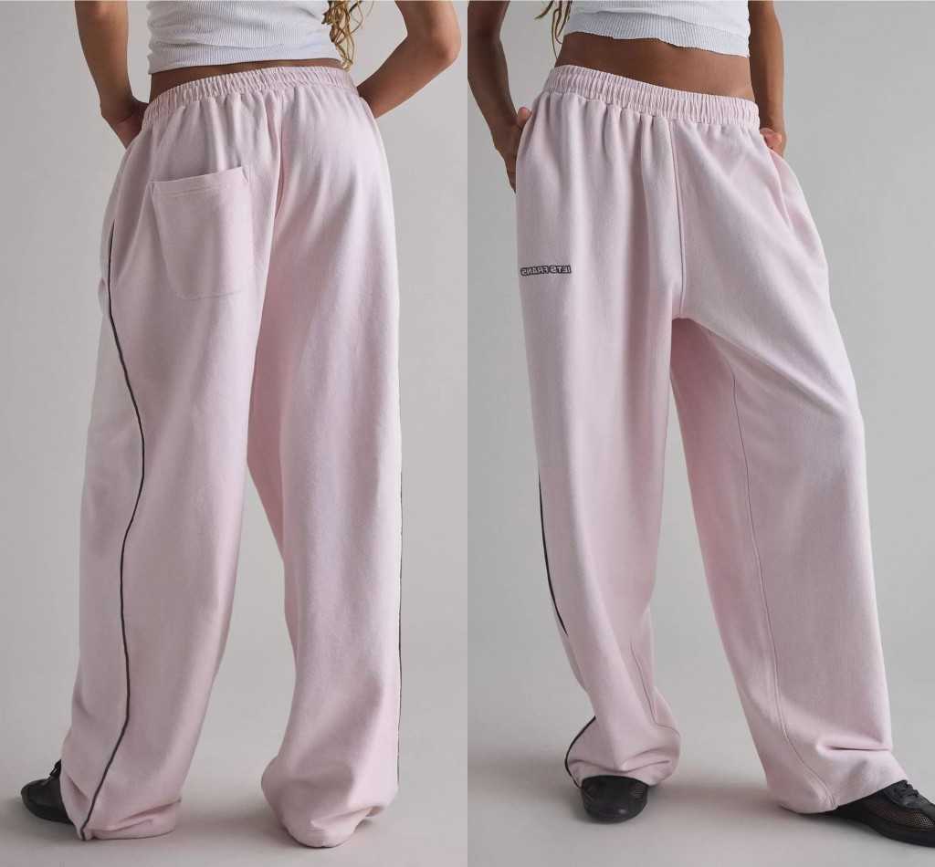 Women's sportswear pants - Decorative embroidery - Elegant waist design - Wide bell-shaped pants - Vibrant casual pants - Suitable for daily we