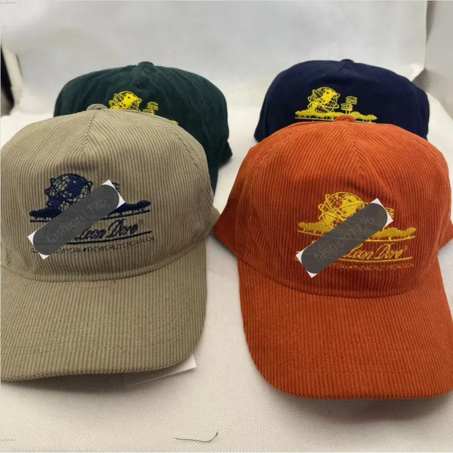 designer hat casquette Vintage broderie velours côtelé baseball pour hommes femmes rétro bord incurvé décontracté streetwear papa chapeau réglabl