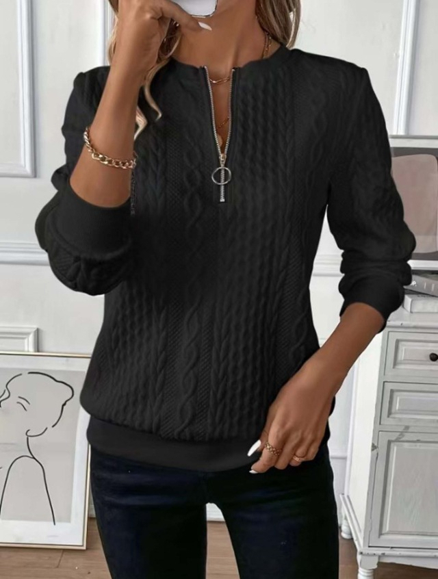 0602 Women's Quilted Sweatshirt Zip-Up Cardigan Jacket Autumn/Winter