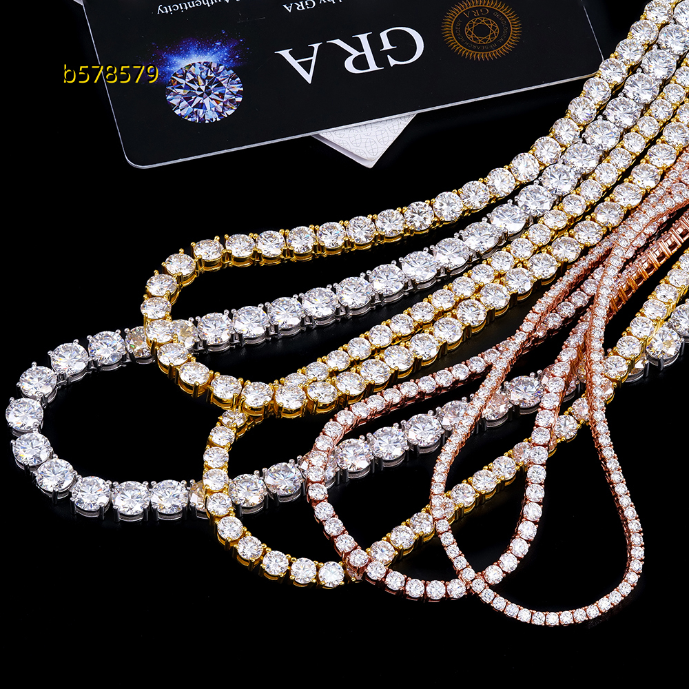 Meilleur prix bijoux hip hop 2mm 3mm 4mm 5mm 6mm Gra S925 argent Sterling glacé Vvs collier diamant Mossanite Tennis