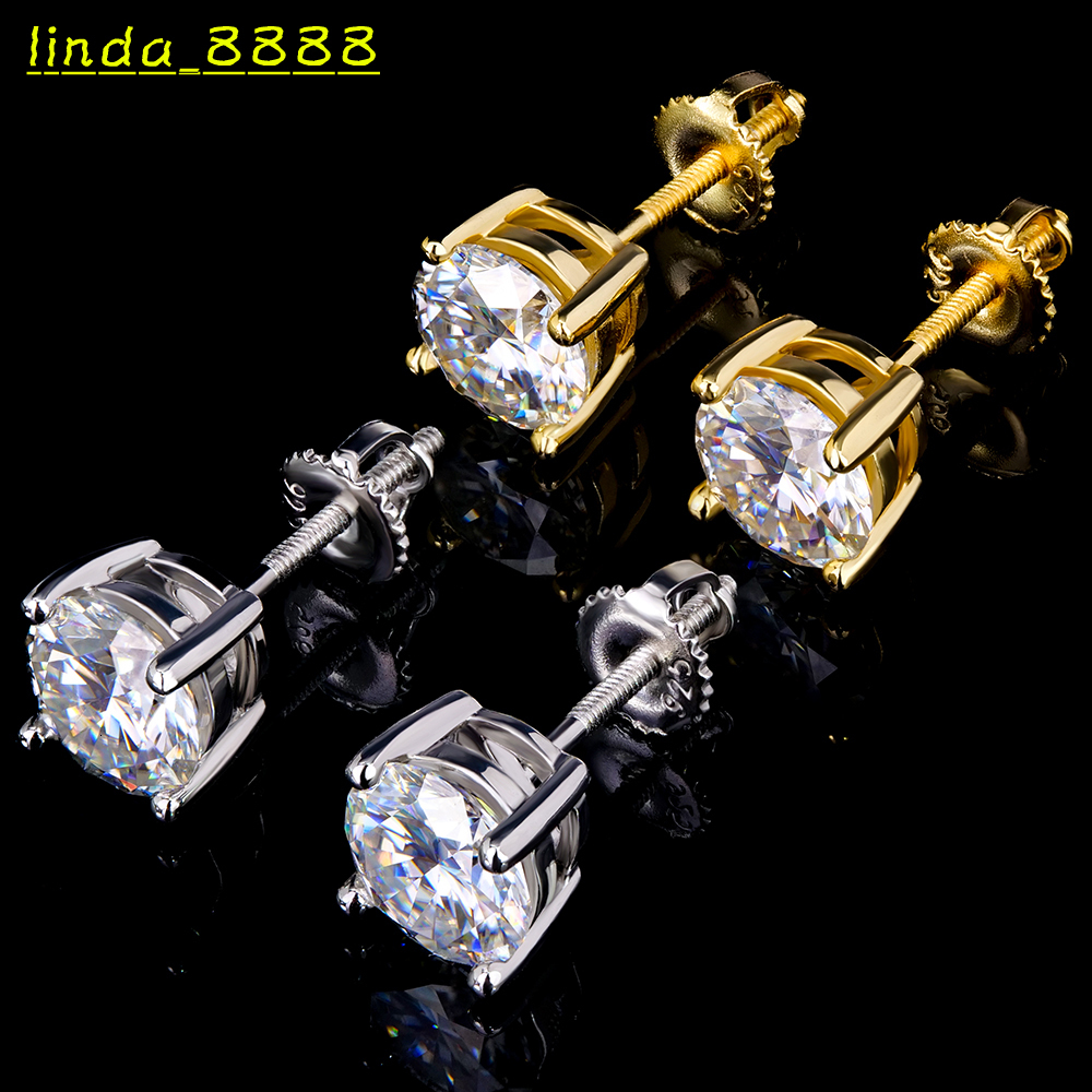 Factory Wholesale in Stock Diamond Moissanite Stud Earring Mossanite Hip Hop Fine Jewelry Real 925 Sterling Silver for Men Women