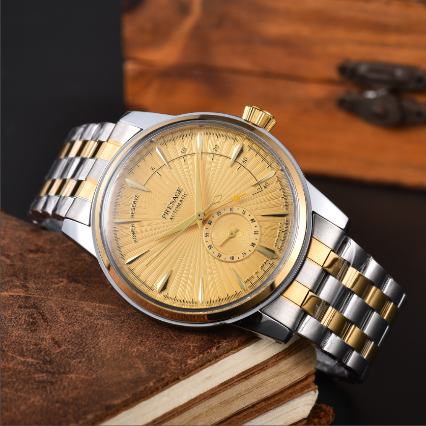 Men's SK PRESAGE automatic mechanical watch, equipped with power reserve indicator, second hand dial, sunlight-readable dial and double-color s