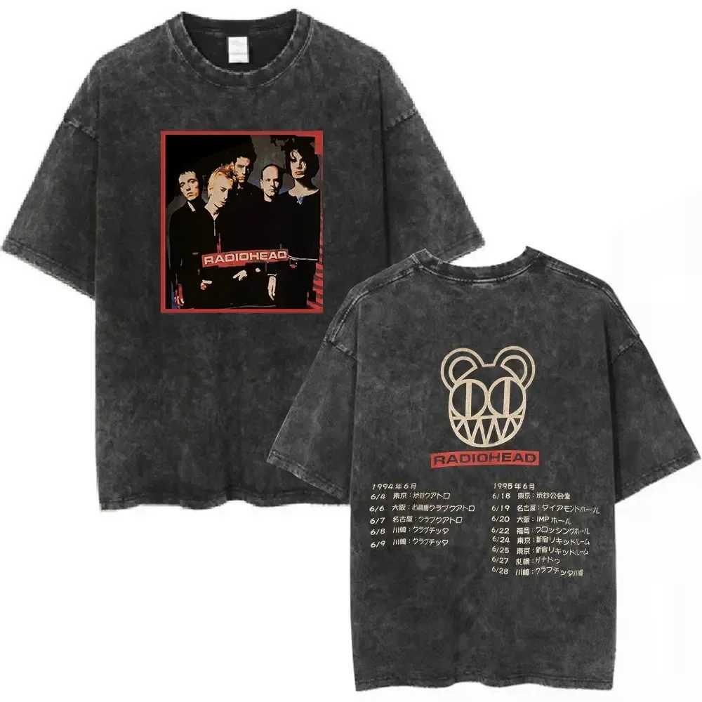 Y2k Tshirt Radiohead Rock Band Washed New Arrival Mens Clothes Tee Shirt Homme Graphic T-Shirts Men Tshirt for Men Rop R260826