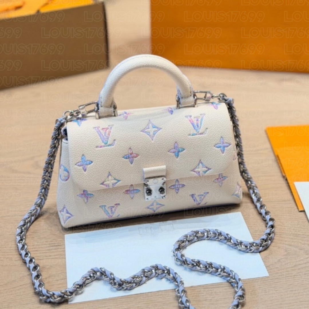 2026 new 10A Luxury designer Pastel Print Mini Top Handle Crossbody Bag Women Flap Lock Gold Chain Shoulder Purse fashion Shopping bag wallet b066