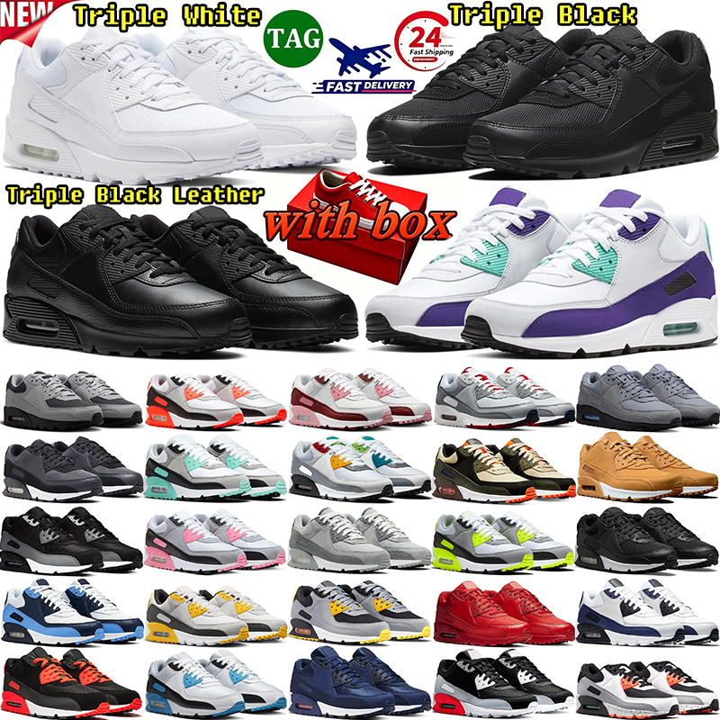 Designer Classic 90 Mens women Running Shoes OG Triple White Black UNC Wolf Grey Polka Dot Infrared Supernova Total Lahar Escape Hyper Grape Royal 9