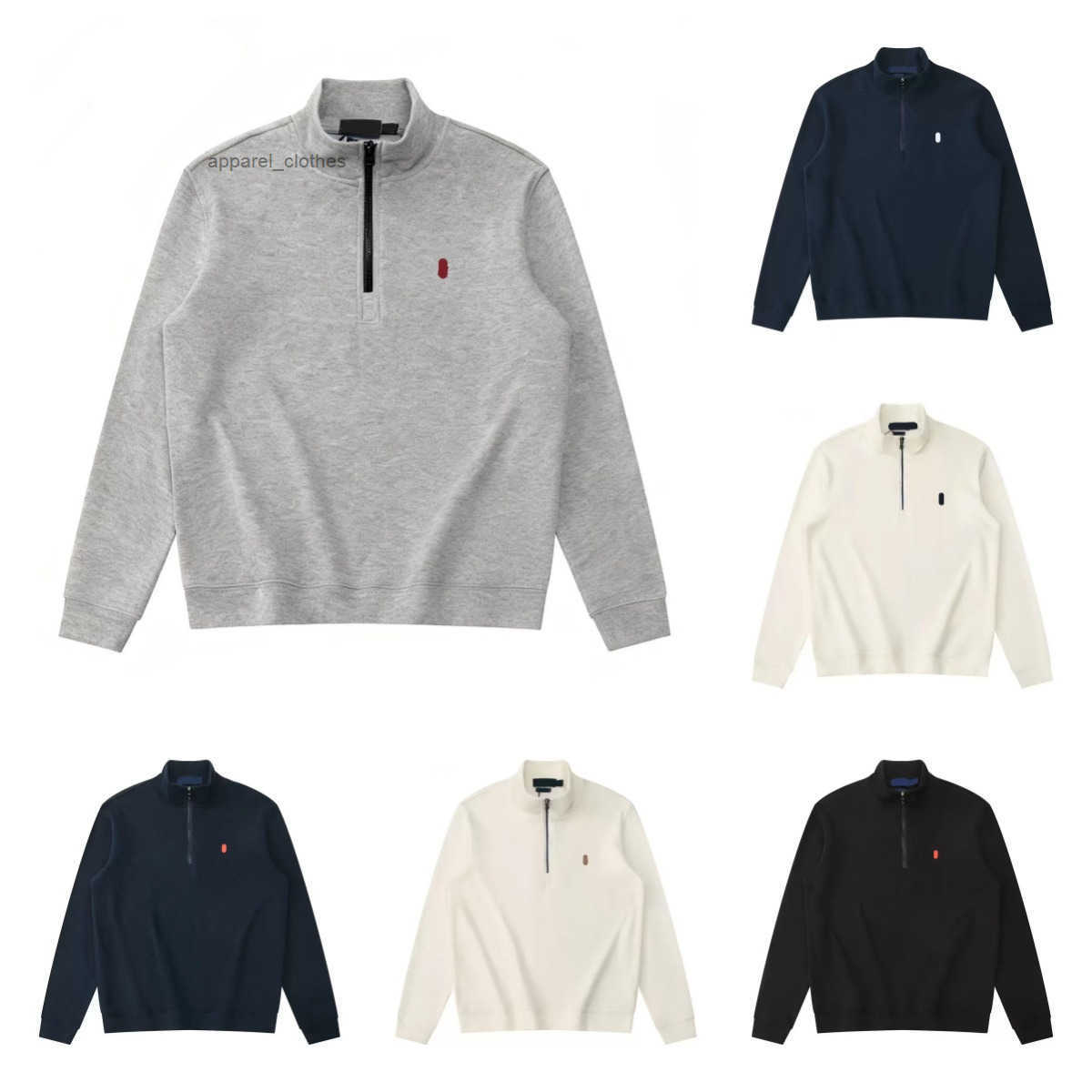 Men's Designer Pony Polo Hoodie Fashion Half Zipper Stand Collar Pullover Casual Long Sleeve Versatile Knitted Jumper Autumn
