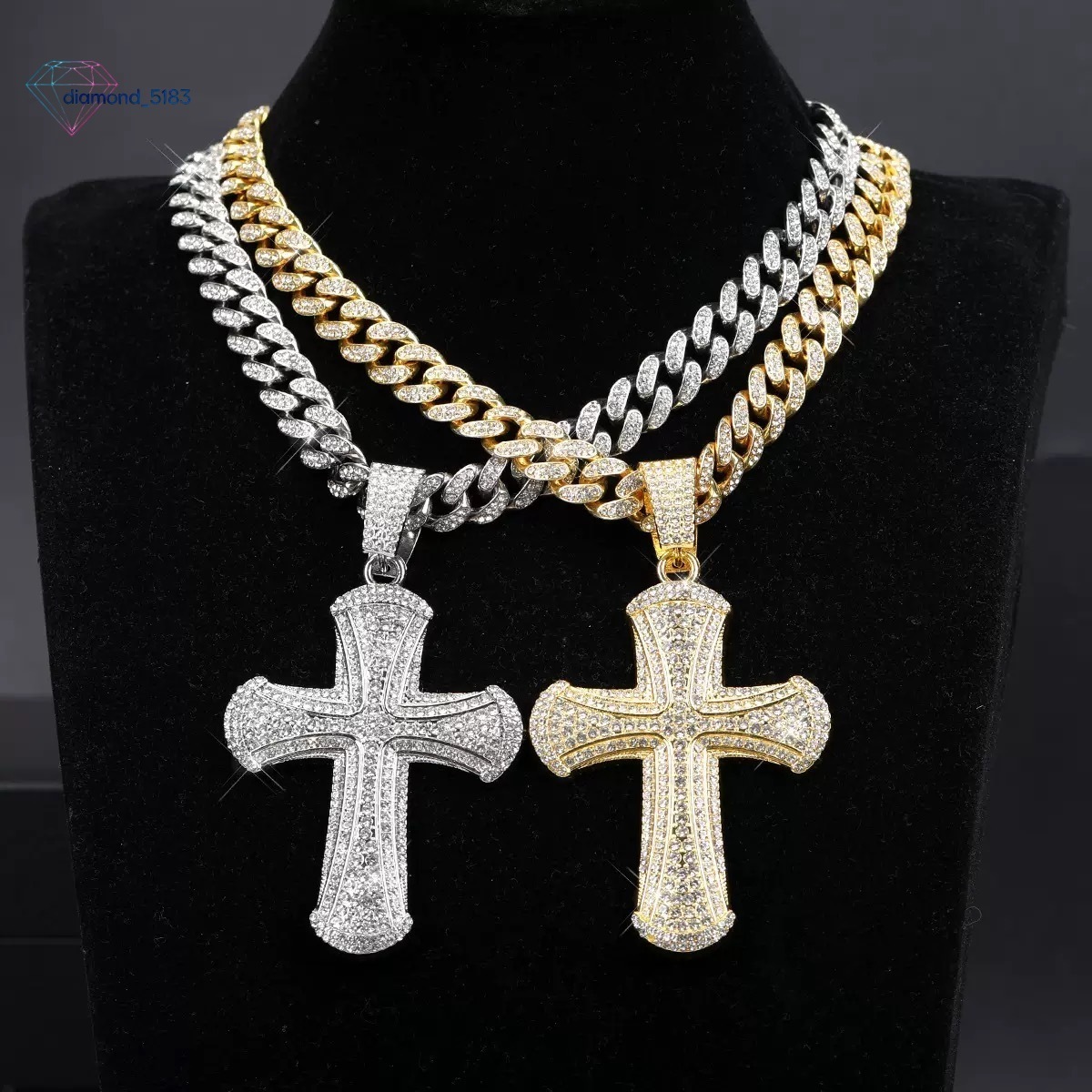 Classic Iced Out 925 Sterling Silver VVS Moissanite Diamond Cuban Link Chain Two Tone Hip Hop Trend Rappers Chain