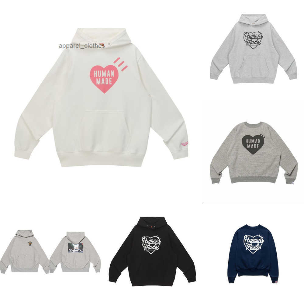 Designer Mens hoodies Classic Humanmades Heart Print Retro Hip Hop Pullover Casual Loose Fleece Hooded Sweatshirt Unisex Human Cotton long sleeve sw