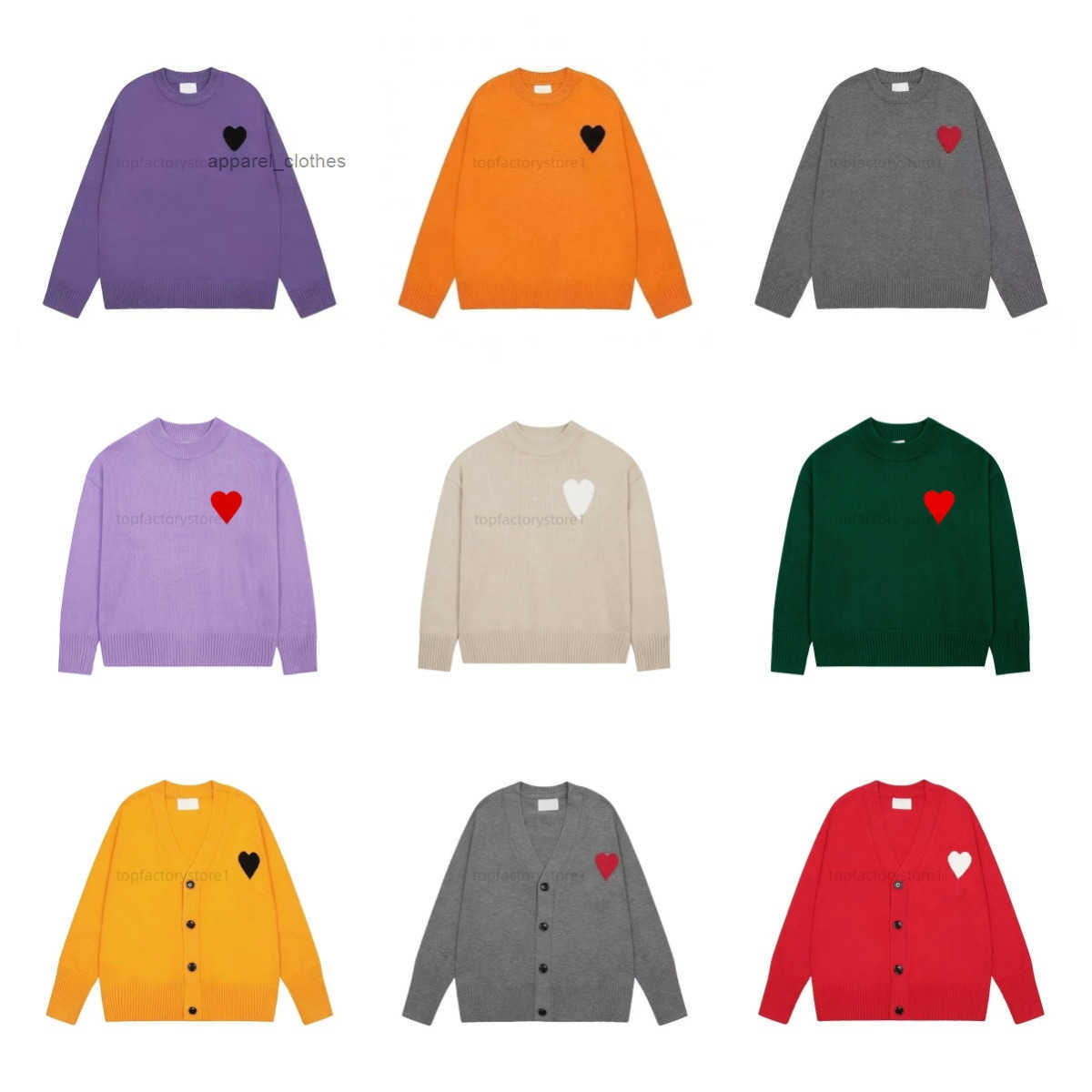 2026 Fashion mens and womens wear designer shirt knitted sweater embroidered heart solid color big love crewneck long sleeve knitted pullover UK Fre